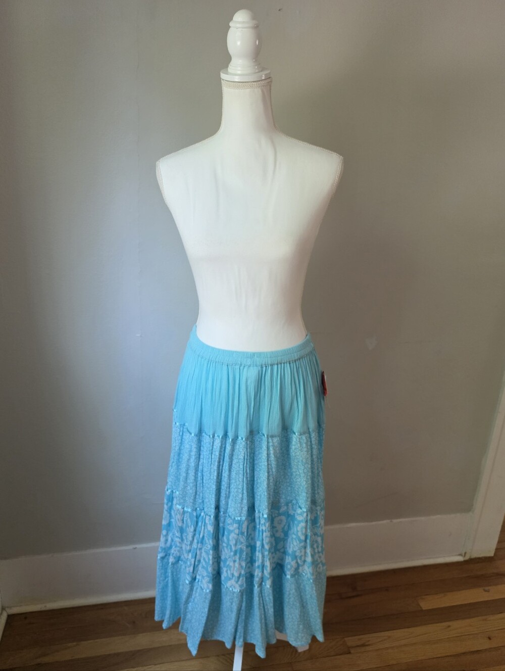 NWT Cathy Daniels Sky Blue Tiered Maxi Skirt